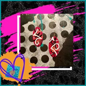 M-205: Cherry Graffiti Oval Earrings
